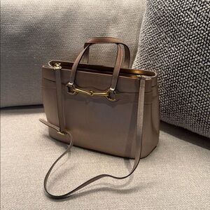 Gucci Horsebit Hand Bag Leather 2way Gold Pink gold 319795 Auth 133420